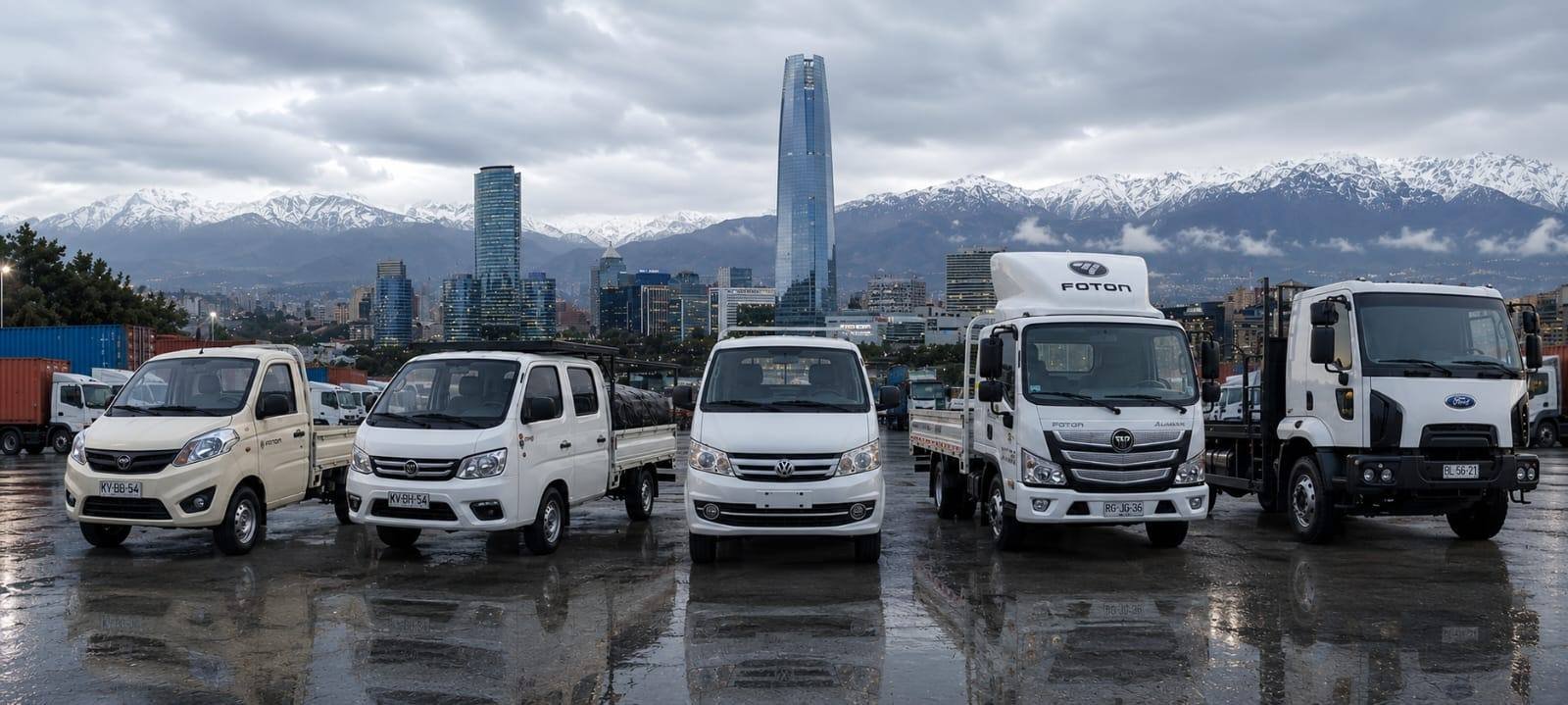 Flota de camiones de Transportes Niño en Santiago